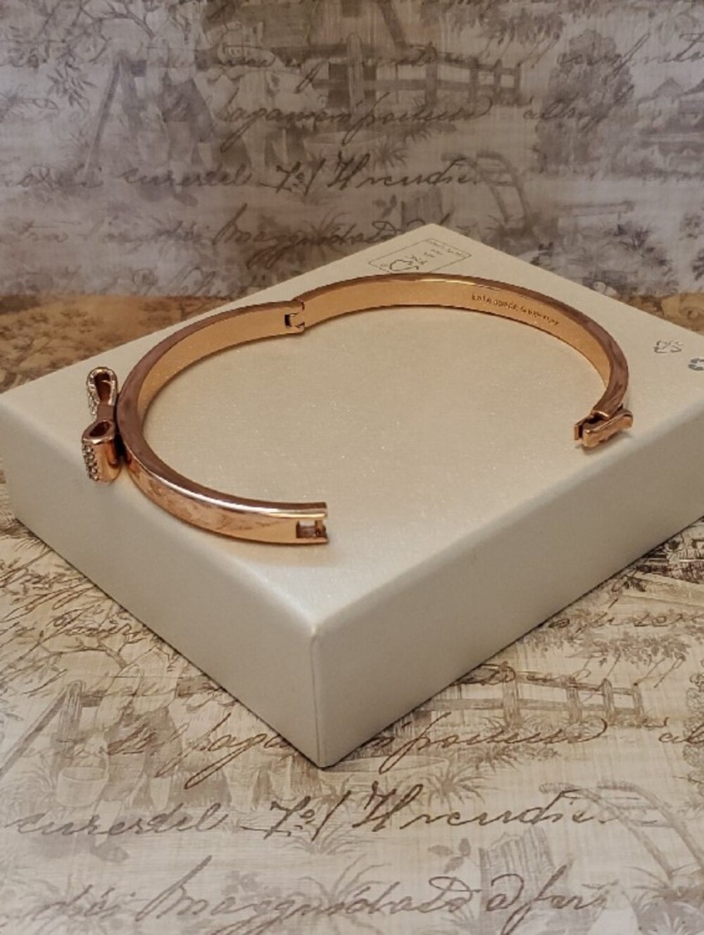 kate spade Rose Gold Bow Pavé Bangle Bracelet - Picture 4 of 8